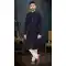 Velvet Navy Blue Color Men's Wear Indo Western Sherwani -9010185219