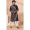 Viscose Embroidery Work Designer Men's Wear Kurta in Navy Blue -9020185278