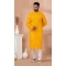 Embroidery Work Viscose Designer Men's Wear Kurta in Yellow -9021185293