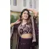 Faux Georgette Sequins Embroidery Work Plus Size Lehenga Choli in Coffee -9028185350