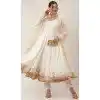 Pure Cotton Lace Work Designer Heavy Plus Size Readymade Anarkali Suit in White -9068185533