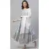 Pure Cotton Foliage Print Work Designer Plus Size Readymade Salwar Suit in Grey -9088185634