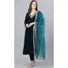 Velvet Embroidery Work Plus Size Readymade Salwar Suit in Teal Blue -9087185632