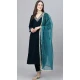 Velvet Embroidery Work Designer Heavy Readymade Salwar Suit in Teal Blue -9087185632