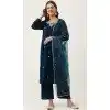 Velvet Embroidery Work Plus Size Readymade Salwar Suit in Navy Blue -9087185633