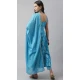 Cotton Block Print Work Party Wear Readymade Salwar Kameez in Turquoise Blue -9119185755