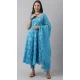 Cotton Block Print Work Party Wear Readymade Salwar Kameez in Turquoise Blue -9119185755