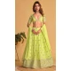 Georgette Embroidery Work Designer Wear Lehenga Choli in Neon Green -9125185816