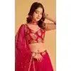 Georgette Embroidery Work Designer Wear Plus Size Lehenga Choli in Pink -9125185818