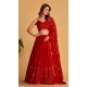 Red Georgette Embroidery Work Designer Wear Lehenga Choli -9125185819