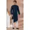 Navy Blue Jacquard Silk Designer Indo Western for Men -9131185834