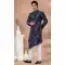 Blue Jacquard Silk Designer Indo Western for Men -9131185835