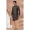 Jacquard Silk Designer Indo Western for Men in Black -9131185840