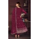 Georgette Embroidery Work Anarkali Style Salwar Suit in Dark Pink -9176186136