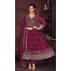 Georgette Embroidery Work Anarkali Style Salwar Suit in Dark Pink -9176186136