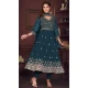 Georgette Embroidery Work Anarkali Style Salwar Suit in Rama Blue -9176186139