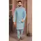 Heavy Banglori Silk Embroidery Work Kurta Pajama With Jacket in Sky Blue -9209186265