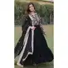 Faux Georgette Print Work Party Wear Readymade Gown in Black -9225186312