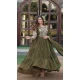 Faux Georgette Print Work Party Wear Readymade Gown in Mehendi Green -9225186313