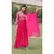 Faux Georgette Print Work Party Wear Readymade Gown in Pink -9225186314