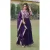 Faux Georgette Print Work Party Wear Readymade Gown in Purple -9225186315