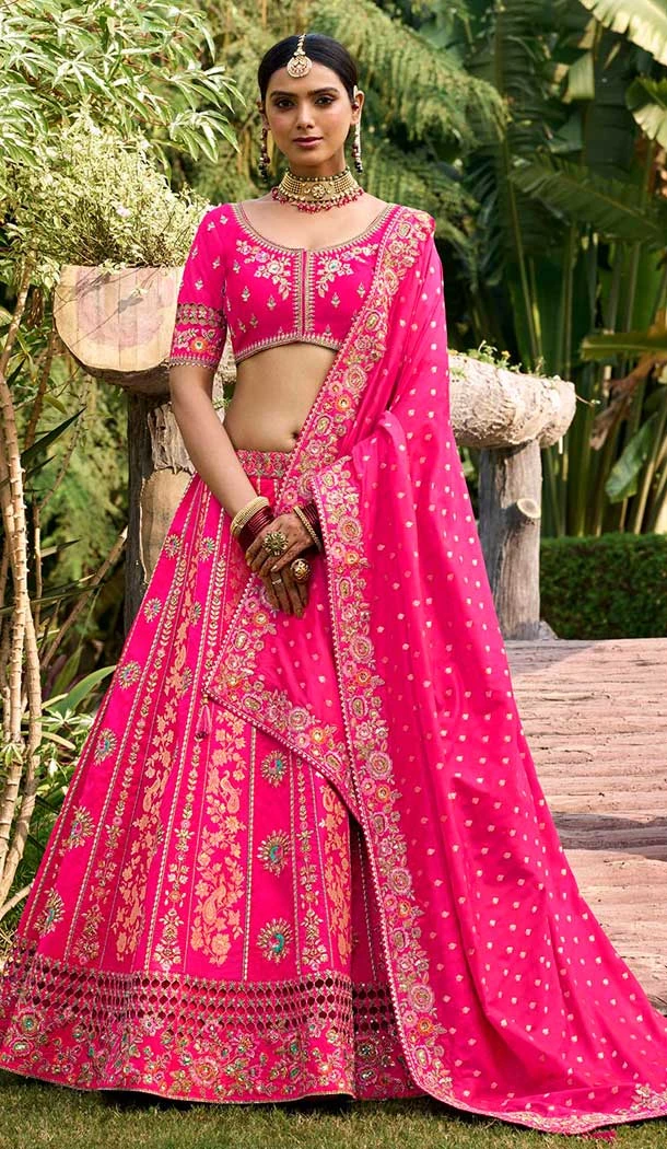 Banarasi Silk Embroidery Work Designer Lehenga Choli in Pink -138965539