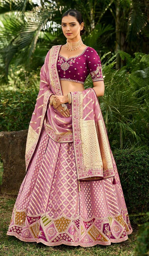Crepe Georgette Embroidery Work Designer Lehenga Choli in Purple -138965547