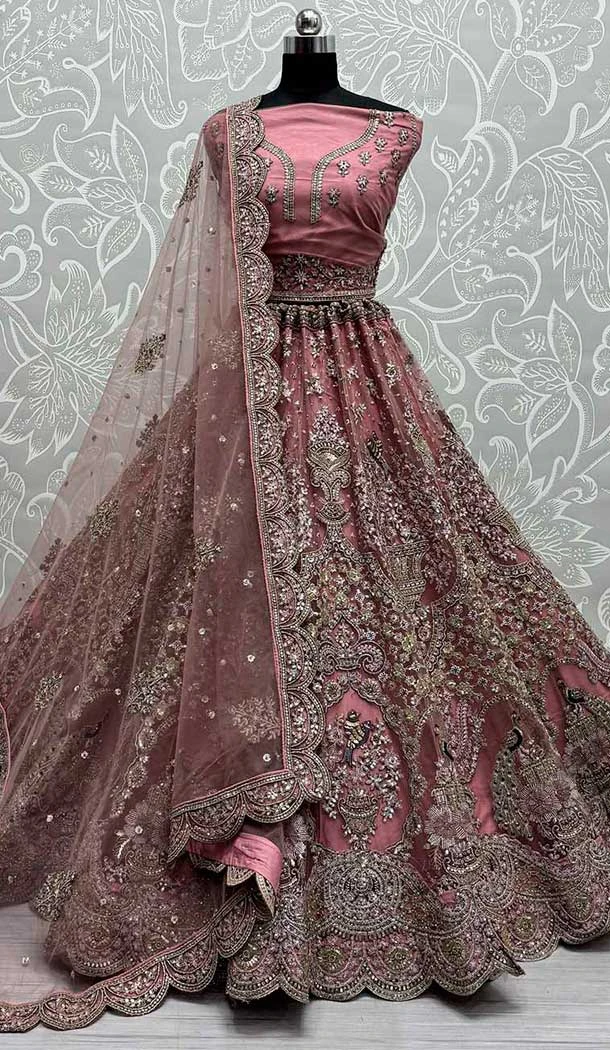 Embroidery Work Net Designer Bridal Wedding Lehenga Choli in Purple -140456422