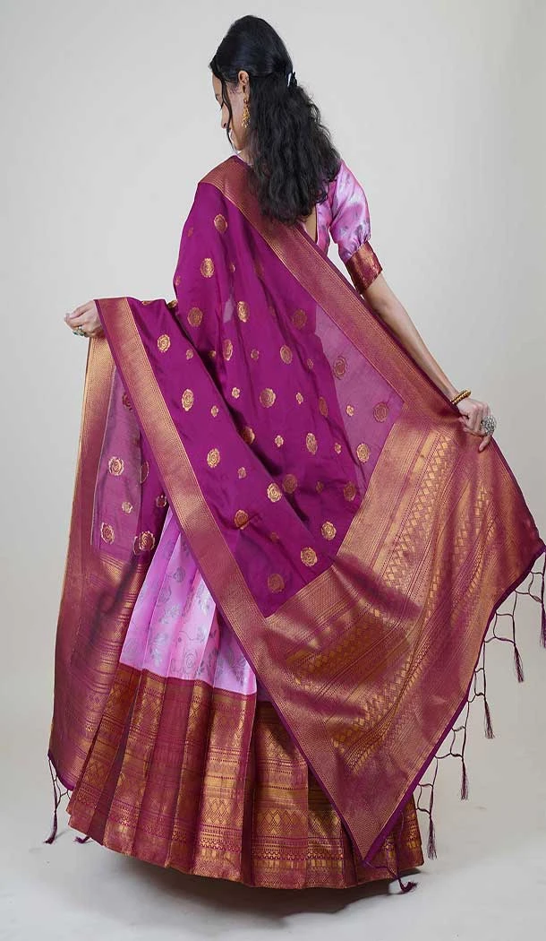Lichi Silk Weaving Work Indian Traditional Lehenga Choli In Pink -9239186356