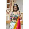 White Plus Size Viscose Rayon Mirror Work Navratri Special Chaniya choli -144929093