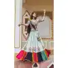 White Plus Size Viscose Rayon Mirror Work Navratri Special Chaniya choli -144929093