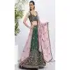 Chiffon Embroidery Work Sangeet Ceremony Plus Size Lehenga Choli In Green -145409362