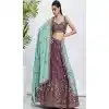 Chiffon Embroidery Work Sangeet Ceremony Plus Size Lehenga Choli In Rose Gold -145409363
