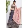 Chiffon Embroidery Work Sangeet Ceremony Plus Size Lehenga Choli In Voilet -145409364