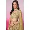 Net Embroidery Work Sangeet Ceremony Plus Size Lehenga Choli In Mustard -145409365