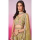 Net Embroidery Work Sangeet Ceremony Lehenga Choli In Mustard -145409365
