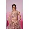 Net Embroidery Work Sangeet Ceremony Plus Size Lehenga Choli In Rose Gold -145409366