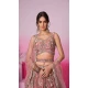 Net Embroidery Work Sangeet Ceremony Lehenga Choli In Rose Gold -145409366