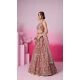 Net Embroidery Work Sangeet Ceremony Lehenga Choli In Rose Gold -145409366