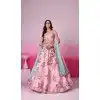 Silk Embroidery Work Sangeet Ceremony Plus Size Lehenga Choli In Pink -145409369