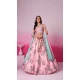 Silk Embroidery Work Sangeet Ceremony Lehenga Choli In Pink -145409369