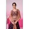 Chiffon Embroidery Work Sangeet Ceremony Plus Size Lehenga Choli In Burgundy -145409371