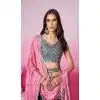 Georgette Embroidery Work Sangeet Ceremony Plus Size Lehenga Choli In Teal Blue -145409373