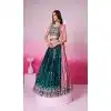 Georgette Embroidery Work Sangeet Ceremony Plus Size Lehenga Choli In Teal Blue -145409373