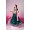 Georgette Embroidery Work Sangeet Ceremony Plus Size Lehenga Choli In Teal Blue -145409373
