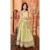 Chinon Embroidery Work Designer Kids Girls Lehenga Choli In Lime Green -145629491