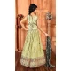 Chinon Embroidery Work Designer Kids Girls Lehenga Choli In Lime Green -145629491
