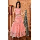 Chinon Embroidery Work Designer Kids Girls Lehenga Choli In Peach -145629493
