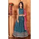 Chinon Embroidery Work Designer Kids Girls Lehenga Choli In Teal Blue -145629494
