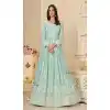 Plus Size Georgette Embroidery Work Anarkali Style Salwar Suit In Sky Blue - 9277186505